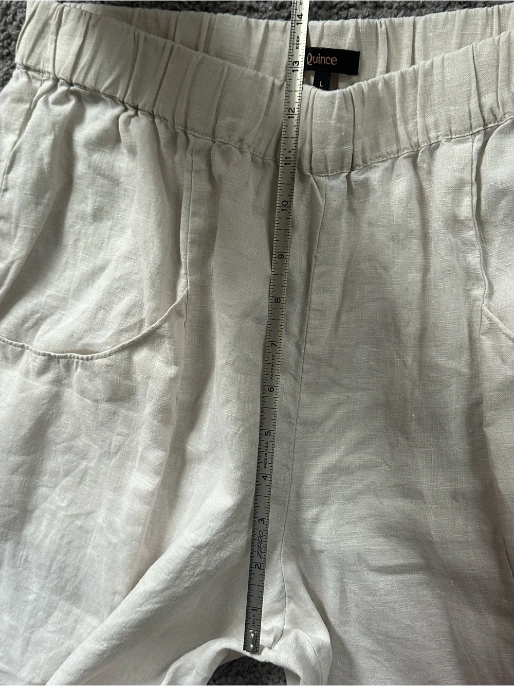 Quince Linen Elastic Waist Crop Pants - Beige / Flax Large